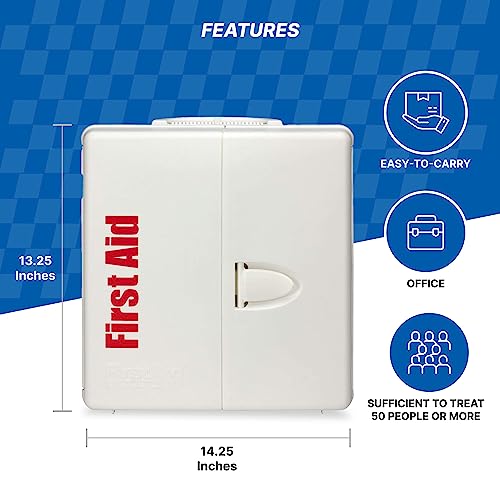 First Aid Only 1000-FAE-0103 SmartCompliance 50-Person OSHA Compliant First Aid Kit for Business, Large Plastic First Aid ...