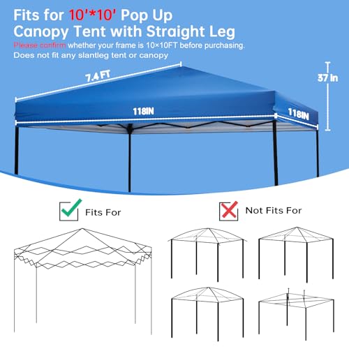 10×10 Canopy Replacement Top, Pop Up Canopy Replacement Tent Cover for Straight Leg Frame, Waterproof Canopy Top Cover for...
