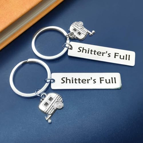 Motorhome Keyring Pendant Shitter's Full Camping Keychain Camper Lover Holiday Merry Christmas Graduation Gift for Women Men