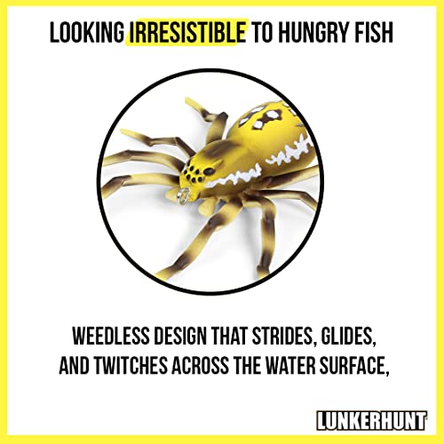 LUNKERHUNT Phantom Spider Lure for Bass Fishing (2.5 Inch) | Topwater Spider Fishing Lure with Natural Walking Action | So...