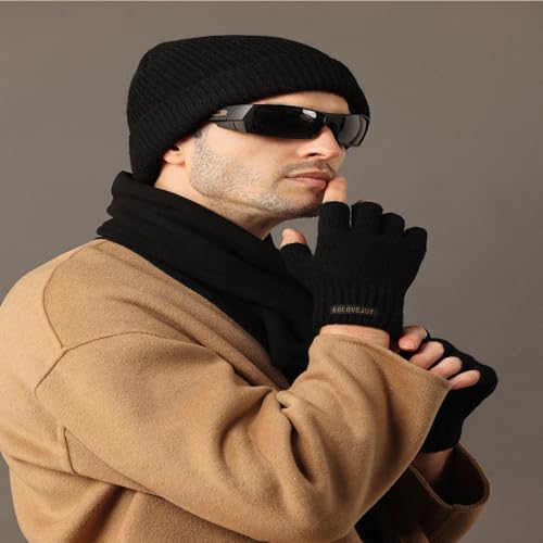 Winter Wool Half Finger Gloves for Men Women Gloves with Touchscreen Fingers Soft Knit for Cycling Sports Outdoor