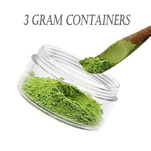 ZEJIA 3 Gram Sample Containers with Lids, 50 Count Tiny Sample Jars, 3ML Makeup Cosmetic Containers for Lip Balms, Lotion, Powder, Beauty Products(Black Lids)
