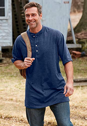 Boulder Creek by Kingsize Men's Big & Tall Heavyweight Longer-Length Short-Sleeve Henley Shirt
