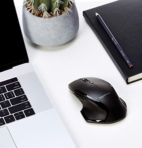Amazon Basics Full Size Ergonomic Wireless Mouse with Fast Scrolling, Compatible with PC, Mac, Laptop - Black