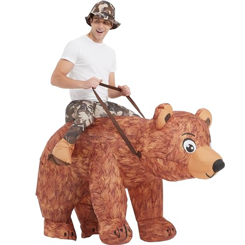 One Casa Inflatable Costume Adult,Blow up Ride Bear Suit,Halloween Costumes for Men Women