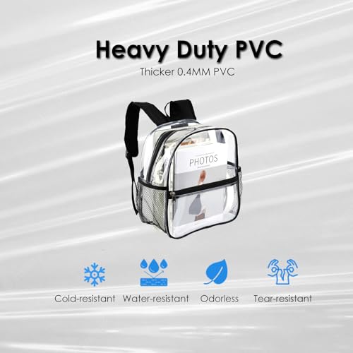 Keepcross Stadium Approved Clear Backpack 12x6x12 with Reinforced Straps – Waterproof Small Clear Bag for Stadium Events, ...