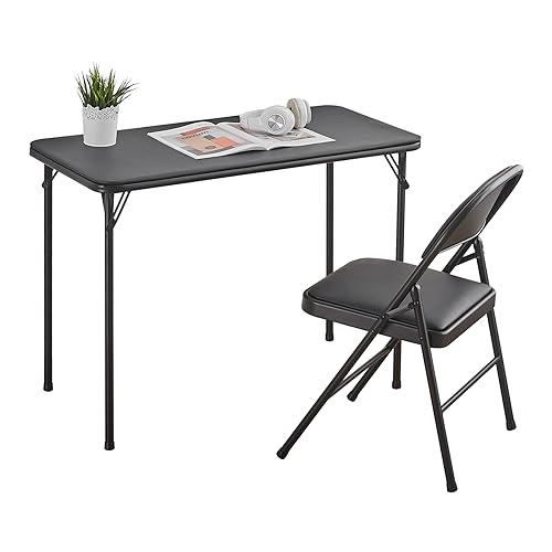 BOOSDEN Foldable Table and Chair Set, Folding Card Table and Chairs, Folding Tables Chair Set, Foldable Tables and Chairs ...