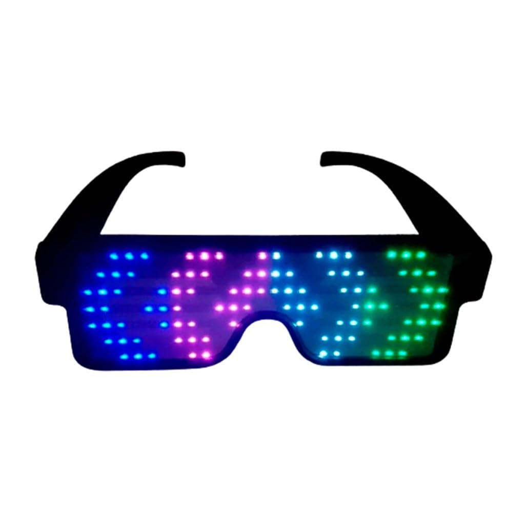 LED Glasses – Light Up Sunglasses for Raves & Parties, USB Rechargeable Neon Glow with 11 Flashing Modes (Multicolor)