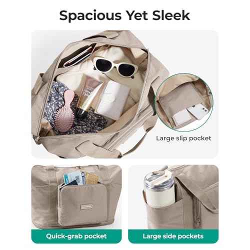 BAGSMART Foldable Travel Bag, 37L Duffle Bag for Travel, Expendable Carry on Weekender Duffel, Lightweight Personal Item Bag