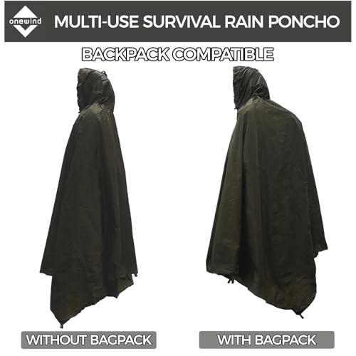 Onewind Lightweight Poncho Shelter, Solitary Shelter Cape Silnylon Emergency Survival Shelter Ultralight Minimalist Shelte...