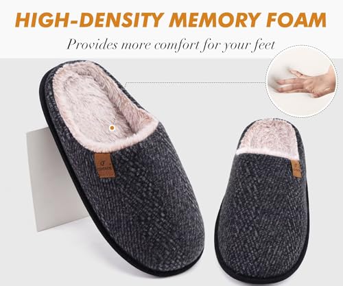 COFACE Mens Cozy Memory Foam Scuff Slippers Casual Slip On Warm House Shoes Indoor/Outdoor Sandal Slippers With Arch Suppo...