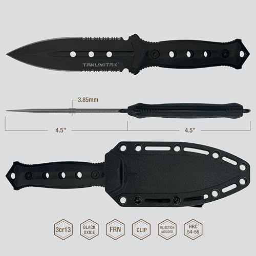 TAKUMITAK Hunting Survival Knife 9" Full Tang Fixed Blade Knives Camping Gear with Extra Set of FRN Handle Scales, MOLLE C...