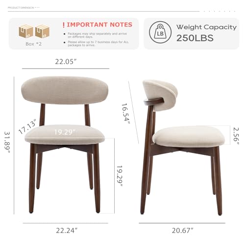 COLAMY Wooden Dining Chairs Set of 4, Modern Fabric Upholstered Kitchen Side Chairs, Farmhouse Dining Room Chair with Foot...