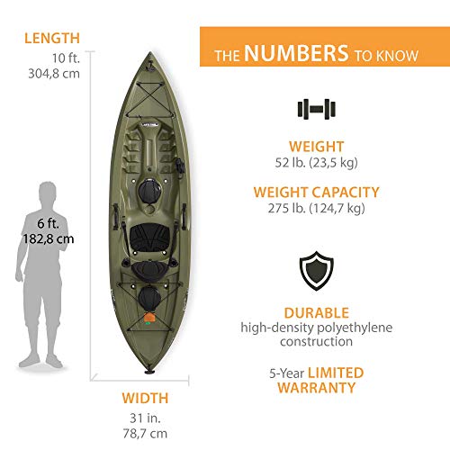 Lifetime Tamarack Angler Sit-On-Top Kayak, Olive, 120"