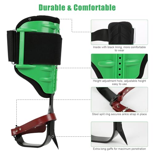 WHXGG Tree Climbing Spikes Set Tree Climbing Gear Kit Adjustable Climbing Spurs Tool Leather Arborist Tree Climbing Kit wi...