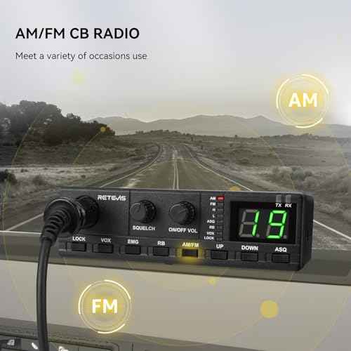 Retevis MB2 40-Channel AM/FM CB Radio Kit, Long Range Radio with Antenna for Trucker Stop, Public Address (PA) Function, Emergency Channel 9/19, VOX, Easy to Use, with Cigarette Lighter Fixed-Mount