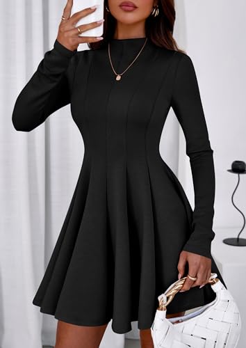 PRETTYGARDEN Fall Dresses for Women Elegant Classy 2026 Casual Long Sleeve Swing A Line Ruffle Short Homecoming Party Dress