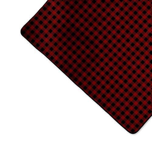 Mickey Mouse - Blanket Tote Outdoor Picnic Blanket, (Red & Black Buffalo Plaid Pattern)