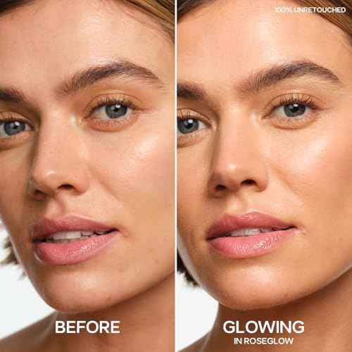 Saie Mini Glowy Super Gel - Hydrating Makeup Primer and Illuminating Glow Serum Enriched with Vitamin C and Squalane Oil - All-Over Liquid Highlighter Makeup for Instant Glass Skin - Roseglow (0.5 oz)