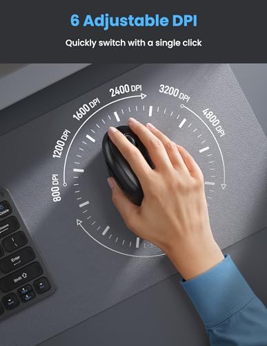 TECKNET Ergonomic Mouse, Bluetooth Wireless Vertical Mouse, Rechargeable Battery, Quiet Clicks, 4800 DPI Adjustable, BT5....