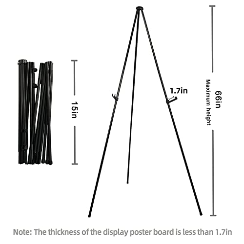 Mutualsign 6 Packs Easel Stand for Display Easels for Signs Black Easel Floor Tripod Standing Poster Easel, Lightweight Me...