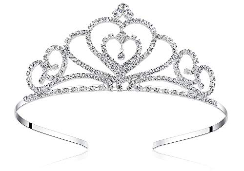 Lovelyshop Rhinestone Crystal Tiara-Wedding Bridal Prom Birthday Pegeant Prinecess Crown (Heart）-1 Pack