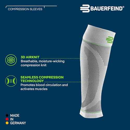 Bauerfeind Sports Compression Lower Leg Calf Sleeves (1 Pair) - Improved Circulation, Airknit Fabric Breathable, Washable