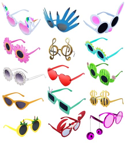TD.IVES 12 Pack Funny Party Sunglasses, Novelty Fun Glasses, Cool Costume Masks for Adults, Party Supplies, Photo Booth Pr...