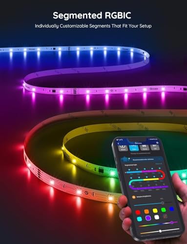 Govee RGBIC LED Strip Lights, 32.8ft Smart LED Lights for Bedroom, Bluetooth LED Lights APP Control, DIY Multiple Colors o...
