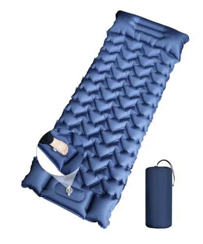 YOUXIU Camping Sleeping Pad, Extra Thickness 3'' Ultralight Inflatable Sleeping Mat with Built-in Foot Pump, Durable Compa...