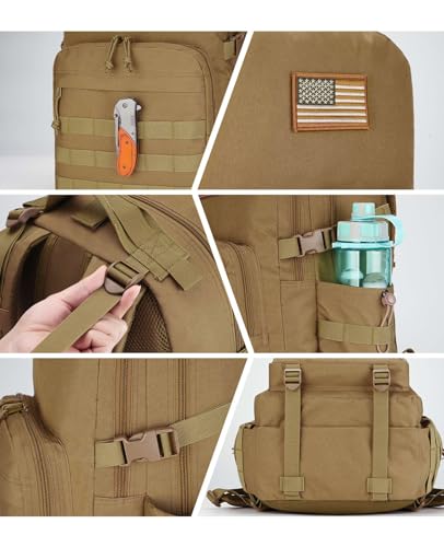 CVLIFE Military Travel Backpack for Men 40L Tactical Work Backpack Molle Rucksack Large Bookbag Army Day Pack with Bottle ...