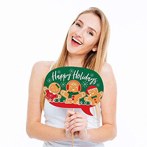 Big Dot of Happiness Gingerbread Christmas - Gingerbread Man Holiday Party Photo Booth Props Kit - 20 Count