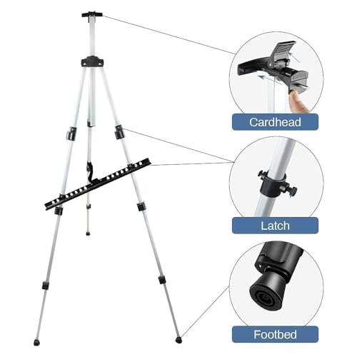 Art Easel Stand for Painting and Sign - RRFTOK Aluminum 66 Inch Metal Tripod Adjustable Portable Easels for Display - Canv...