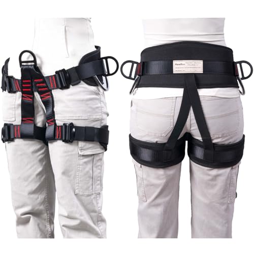 HandAcc Climbing Belts, Adjustable Thicken Professional Safety Belt, Climbing Gear for Tree Climbing, Fire Rescue, Roofin...