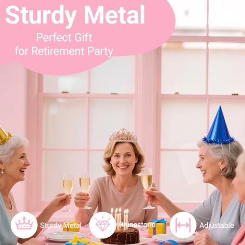Papoopy Retirement Party Decorations with Tiara and Sash for Women, Happy Retired Crown and Sash for Gift