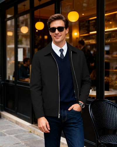 WULFUL Men's Lightweight Jackets Casual Windbreaker Stylish Light Golf Work Dress Business
