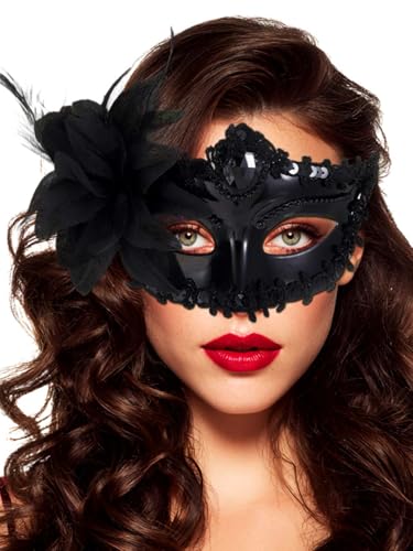 Zehope Flower Masquerade Masks Lace Venetian Mask Halloween Mardi Gras Party Costume for Women