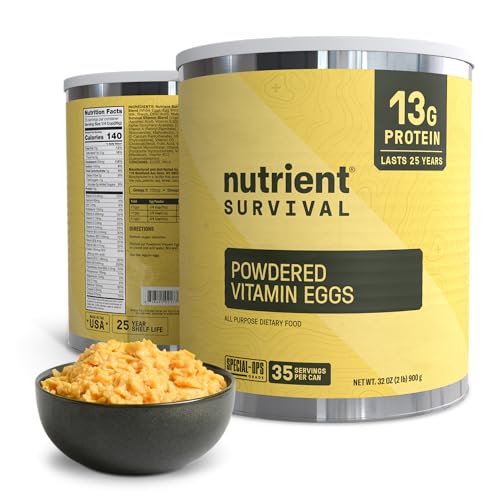 70 Egg Equivalent Nutrient Survival Vitamin Powdered Eggs Blend, Freeze Dried Prepper Supplies & Emergency Food Supply, 33...