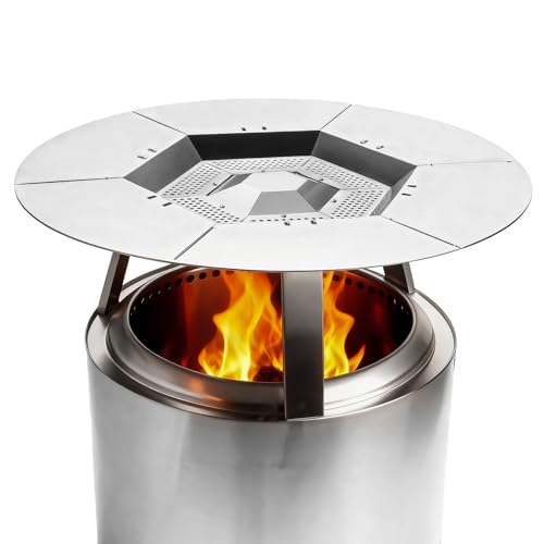 Fire Pit Heat Deflector for Solo Stove Bonfire 19.5", 304 Stainless Steel Heat Deflector for Solo Stove Fire Pit Captures ...