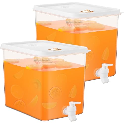 Domensi 2 Pack 2 Gallon Drink Dispenser for Fridge with Spigot Water Dispenser Leak Proof Lids Filter Screen Beverage Juic...