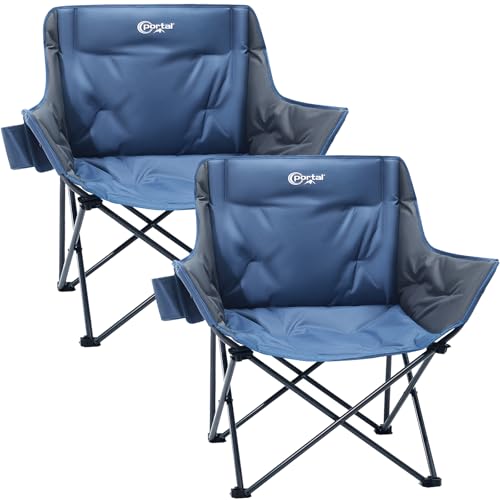 Portal 32" Oversized Padded Camping Chair, Extra Wide Heavy-Duty Folding Chair for Adults with Cup Holder & Carry Bag, Por...