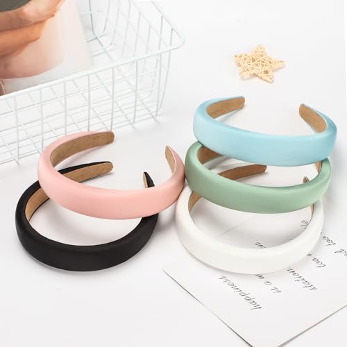 WantGor Padded Headband for Women, Wide Sponge HeadBands Plain Solid Hair Band Hoops Vintage Yoga Head Bands Fashion Elast...