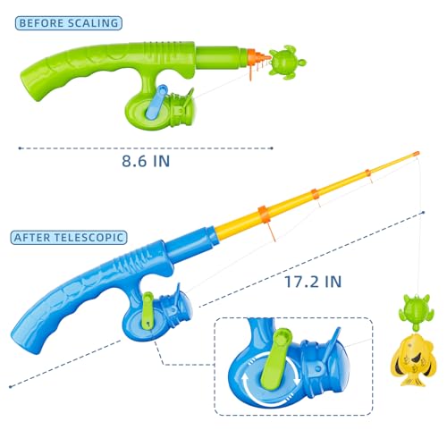 Magnetic Fishing Pool Toys Game for Kids Toddlers, Water Table Bathtub Toy with Pole Rod Net Plastic Floating Fish, Water ...