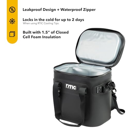 RTIC Ultra-Tough Soft Cooler 12 Can, Insulated Bag Portable Ice Chest for Lunch, Beach, Drink, Beverage, Travel, Camping, ...