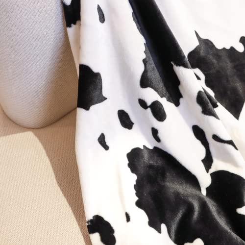 Cow Print Blanket Warm Plush Cute Black Cow Throw Blanket Soft Fleece Flannel Lightweight Throw Blankets Sofa Couch Bed Tr...