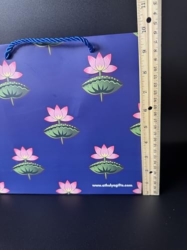 Gift Bags Bulk, 10 Pcs Gift Bags, Luxury Bag with Handles for Anniversary Presents Wedding Engagement Party, Pichwai Lotus Design Bags, Large Size, 10 x 9.8 x 4 inches, 10 Pack, India Return Gifts