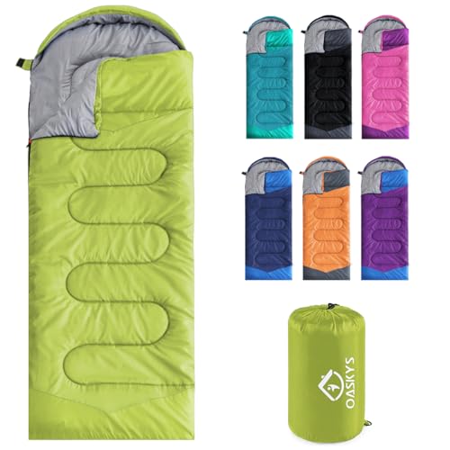 oaskys Camping Sleeping Bag - 3 Season Warm & Cool Weather - Summer Spring Fall Lightweight Waterproof for Adults Kids - C...