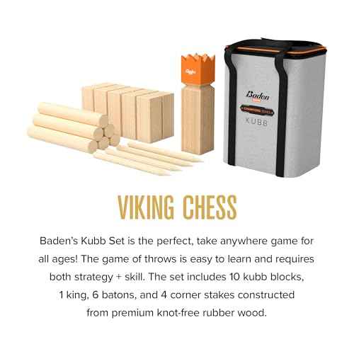Baden Backyard Champions Kubb Viking Chess Outdoor Toss Game Set with Instructions & Carrying Bag