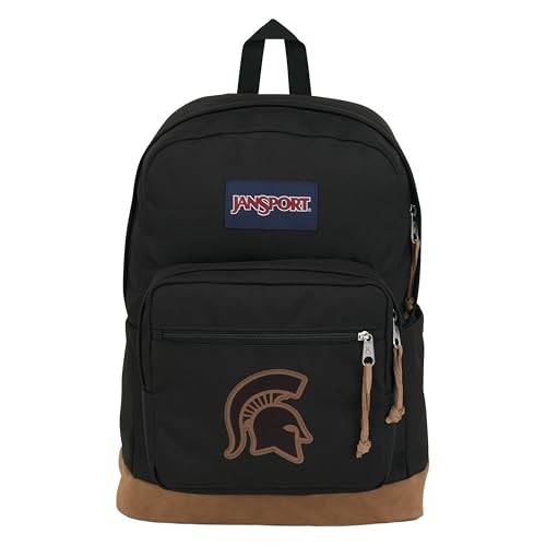 JanSport NCAA Officially Licensed Backpack, Michigan State Spartans, Right Pack with Padded 15-Inch Laptop Sleeve, Spacious Computer Bag, Durable Daypack with Bottle Pocket & Haul Handle, Black