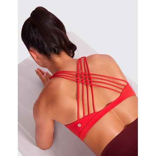 CRZ YOGA Naked Feeling Strappy Sports Bras for Women - Criss Cross Back Wireless Padded Cami Yoga Workout Top